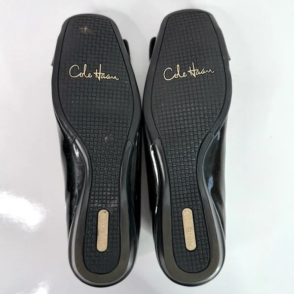 COLE HAAN NIKE AIR COLLAB Size 5.5 Black Patent Leather Ballet Flat Slip Shoes - Picture 7 of 16